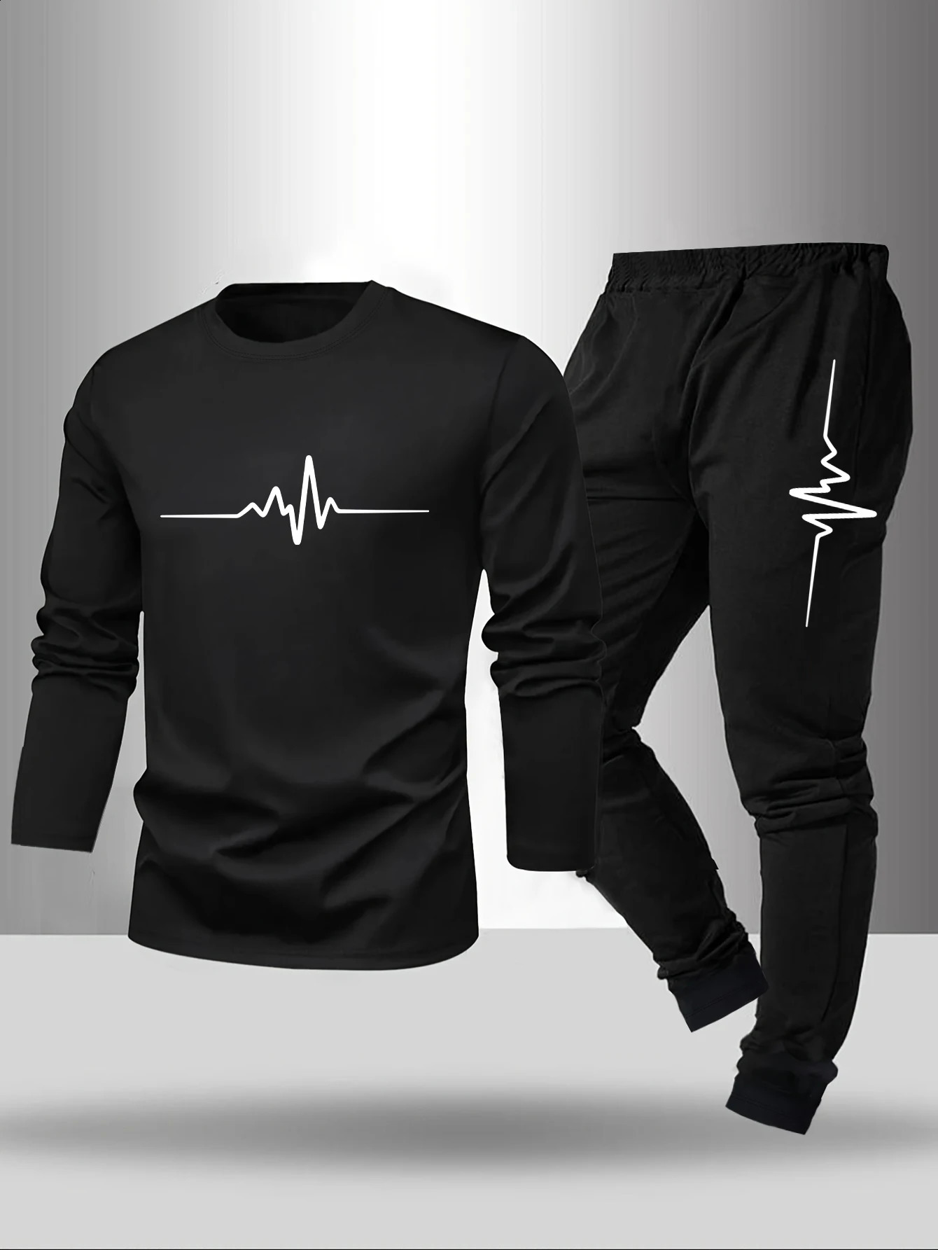 2-piece set of men's pajamas for spring summer autumn winter long sleeved pants geometric pattern base shirt home suit set 260917