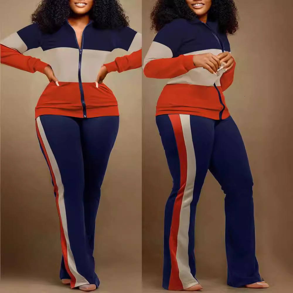 2026 Autumn Winter European and American Women's Fashion Long Sleeve Zipper Slim Fit Long Pants Set Neat
