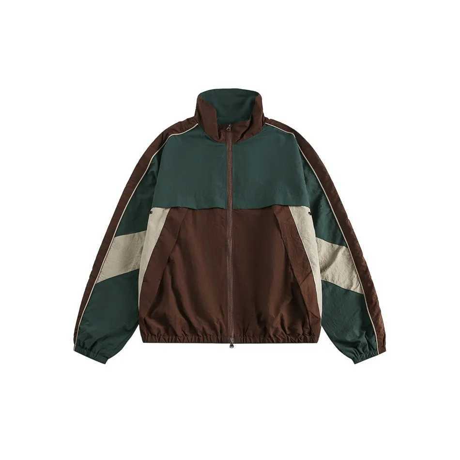 Camping Hiking Cycling.Outdoor Retro Color-Blocked Stand Collar Jacket | Triple-Proof Autumn/Spring Coat for Men Women S2609180R0V