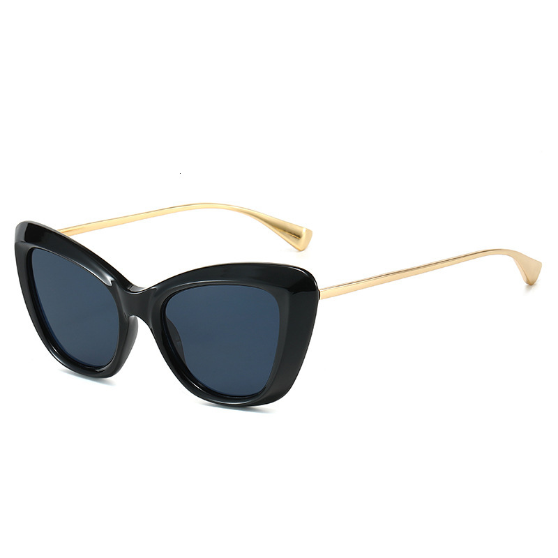 Autumn New European and American Fashion Business Simple Retro Cat-Eye Metal Frame Sunglasses for Women