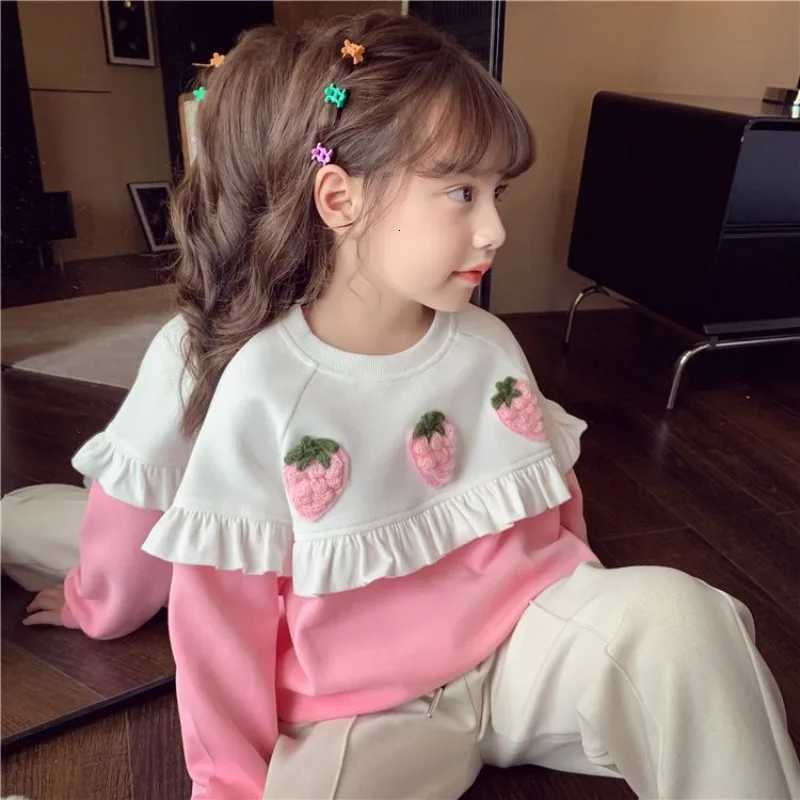Spring/Autumn Sweatshirts Girls' 2025 New Hoodless Crewneck Long Sle Casual Slish Korean Sle Top for Little GirlsW260917