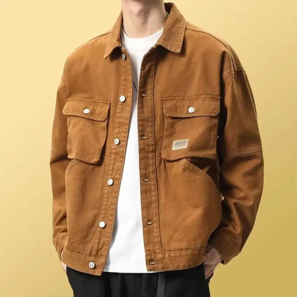 Men American Japanese Style Workwear Jacket Multi Pocket Cool Versatile Dail Jackets Male Loose Trendy Brand Jackets Plus Size S260918UYH5