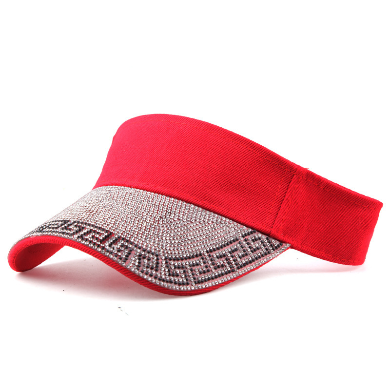 Women's Rhinestone Visor Hat, Casual Sunshade, Summer Fashion, Rhinestone-Embellished, Unique Topless Duckbill Cap, Luxury Cap Brand Designer H