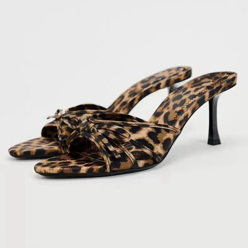 Leopard Women's Sandals Summer Slingback Heel Sandals Ladies Heeled Sandals Casual Stiletto Leopard High heels 260917