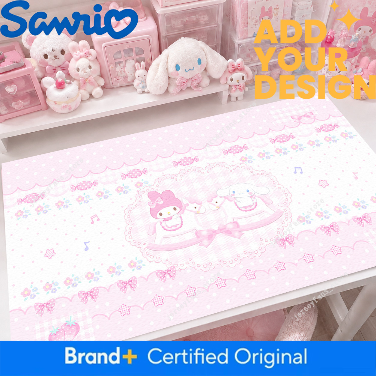 Floral Melody Leather Pvc Mat Hello Kitty Study Desk Desktop Protector High-Quality Large Mouse Pad 9e 29