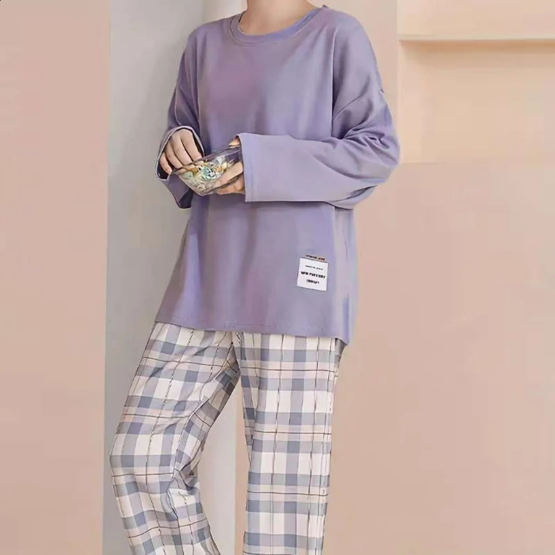 2-Piece Long-sleeved Trousers In Autumn And Winter Sanded And Thickened Pajamas For Men And Women Adolescent Home Clothes 260917