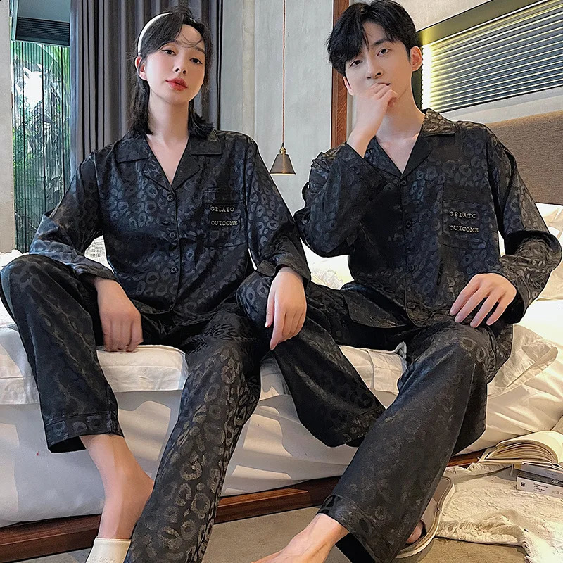 y Pajama Suit Satin Silk Pyjamas Sets Couple Sleepwear Casual Family Pijama Lover Night Suit Men Women Plus Size Pj Set 260917