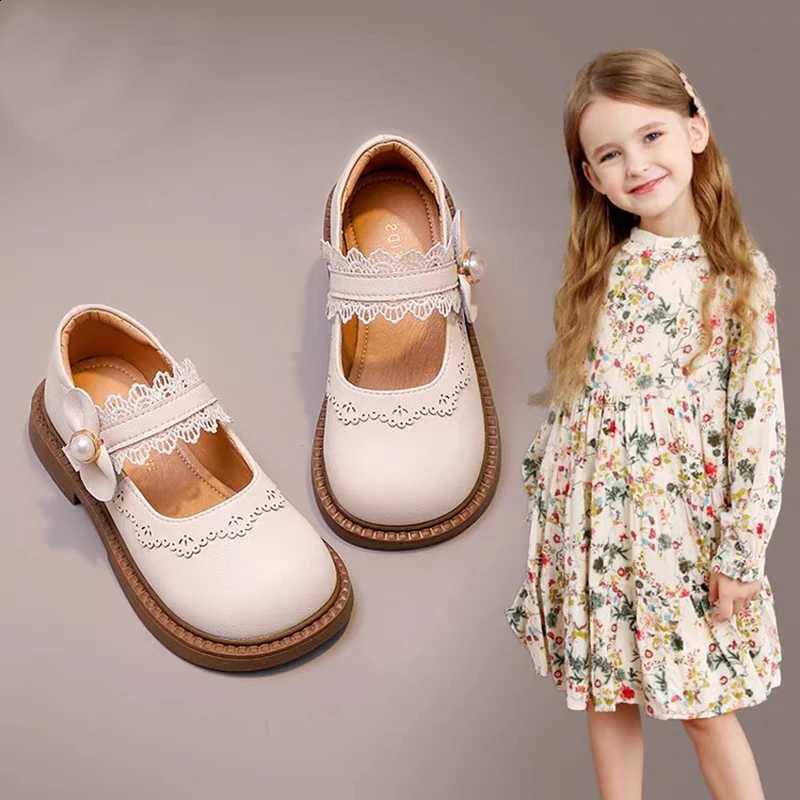Girls Small Leather Shoes Size 23-36 Soft Bottom Leather Children's Single Shoes Beige Fashion Versatile Children's Baby Shoes Q260916