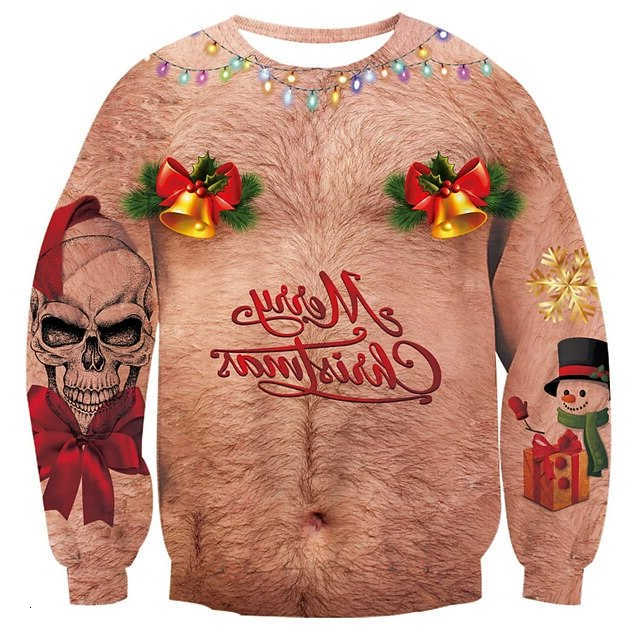hoodie Christmas Ugly Sweater Christmas Funny Cosplay 3D Printing Beer Belly Big Belly Sweatshirts For Men New Fashion Pullover O Neck Hoodies C2609