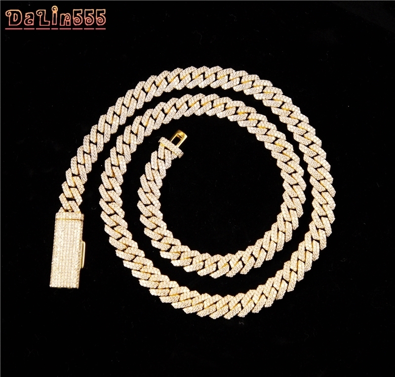 XG 18 k Gold Plated 10mm Cuban Chain Necklaces Vvs Moissanite Chain Pass Diamond test 925 Silver Iced Out Fine Jewelry Necklaces
