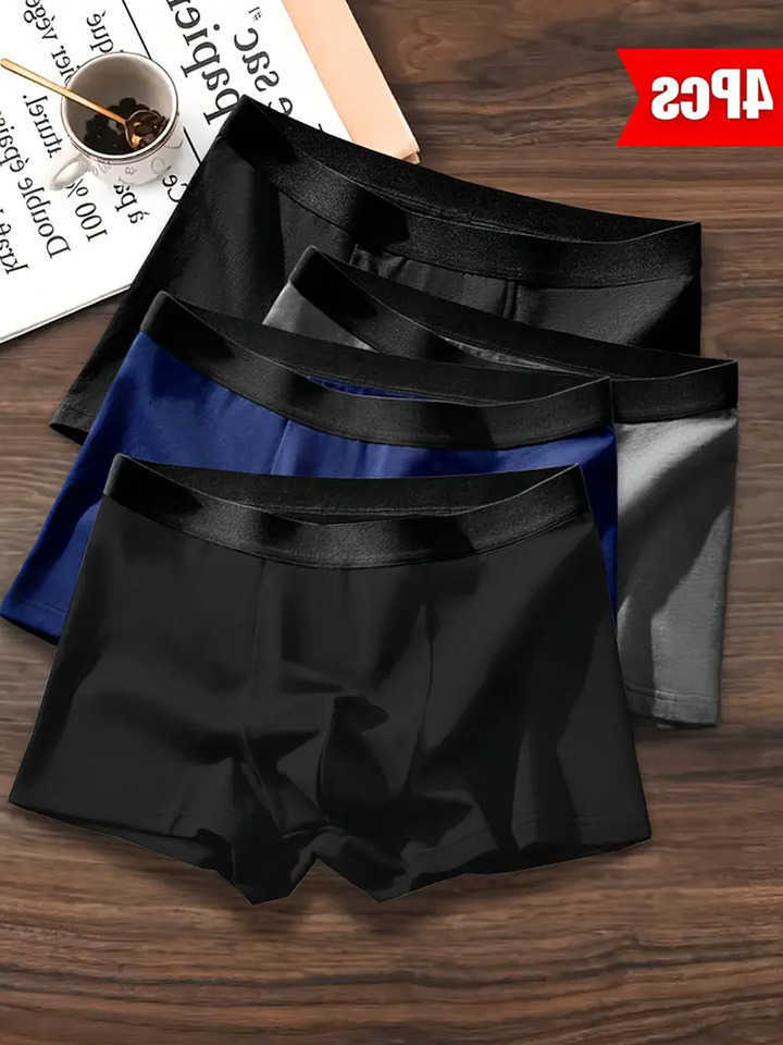 Of Underpants 4-Piece Men's Set Solid Color Simple Boxer Shorts Fashionable And Comfortable Elastic Underwear Men's Sexy Underwear D260918