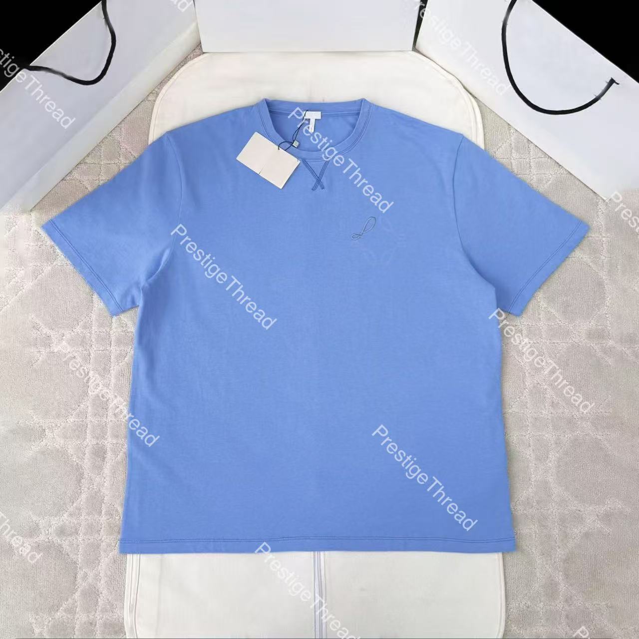26 New Men's T-Shirts Designer Luxury Clothing with Subtle Pattern Embroidered Logo, Short Sleeve Casual Top in Blue and Green
