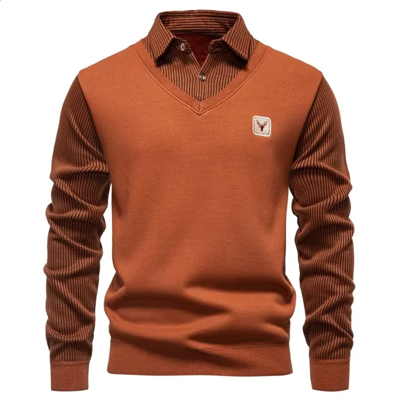 US Size Mens Polo Neck Pullover Autumn Winter Sweaters Striped Causal Shirts Knitwear 260918