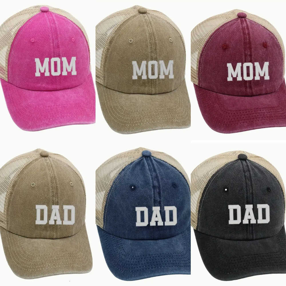 DAD MOM Baseball Hats Mesh Adjustable Visors Washed Distressed Faded Cap Breathable Hip-hop Outdoor Sports Net Hat for Man Women J260917