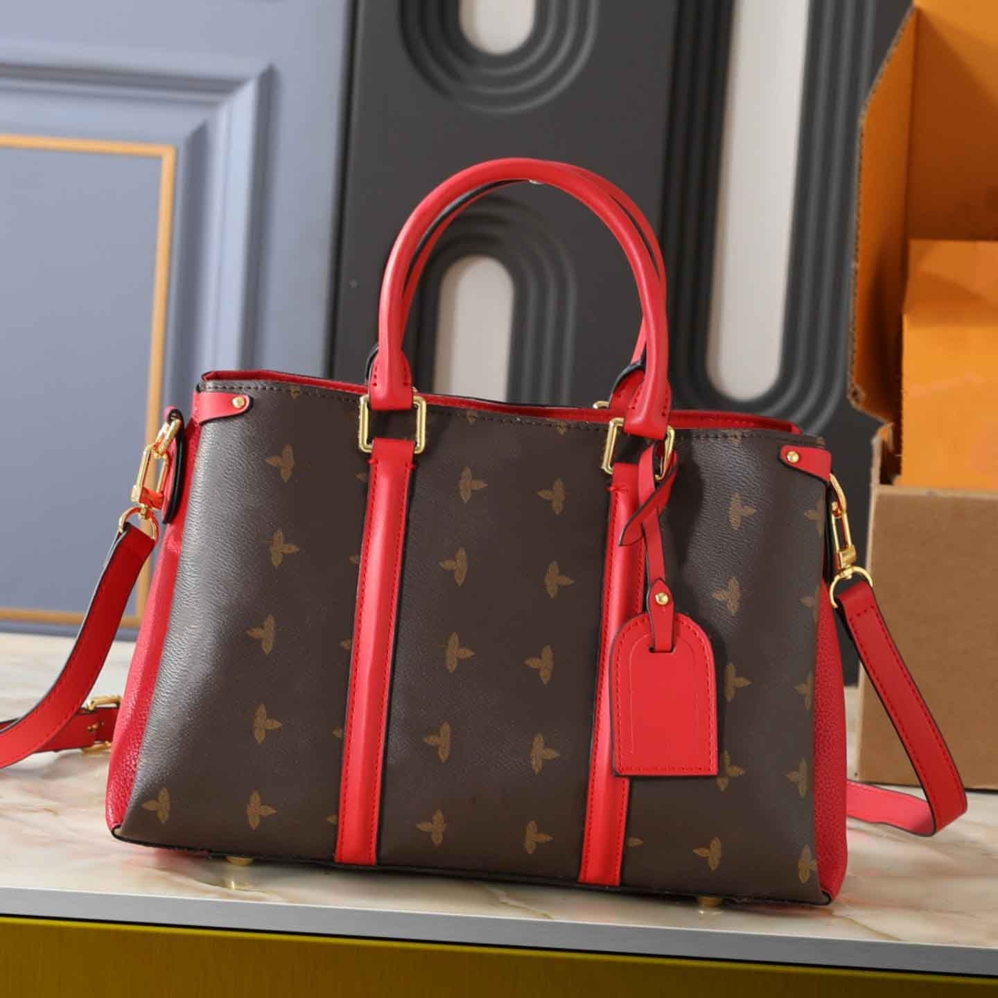 2026 Womens Luxury Designers New Totes Bags Monogram Leather Handbag Shoulders Crossbody Bag Large Capacity Business Briefcase Daily Commute Bag Pur