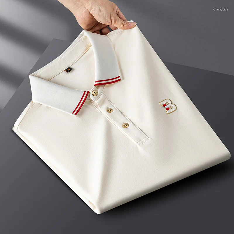 Minglu Lyocell Summer Men's Polo Shirts High Quality Short Sleeve Cotton Embroidery Turn Down Collar Casual Male Tees