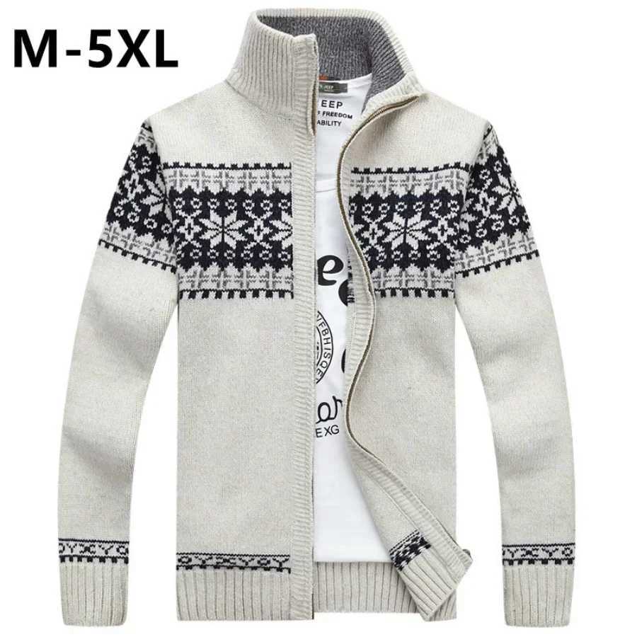 2026 Men's Warm Knitted Jackets Thick Long Sleeve Warm Sweater Coat Printted Casual Cardigan Male Jackets Cardigan Plus Size 5XL S2609186J3D