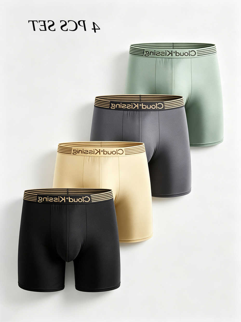 Men's Ice Silk Boxer Underpants Briefs 4Pcs Exact Set as Shown Seamless Cooling Breathable Quick Dry Elastic Waistband Trunks D260918