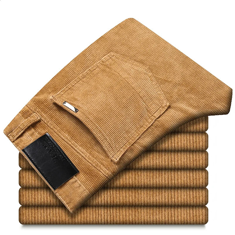 6 Color Men's Thick Corduroy Casual Pants Winter Style Business Fashion Stretch Regular Fit Trousers Male Clothes 260917