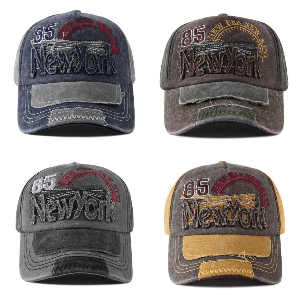 Embroidered New Cotton Unisex Washed New York Leter Baseball Cap Retro Vintage Outdoor Sports Visor Sun Hat for Women Men J260917