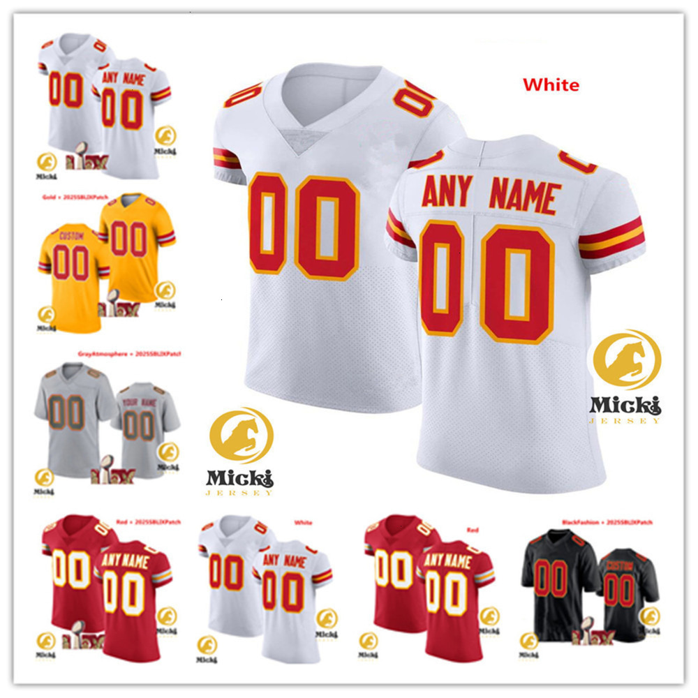 Chris Jones 2025 Patch Football Jersey #10 Isiah Pacheco #15 Patrick Mahomes #87 Travis Kelce Stitched Jerseys S-3XL