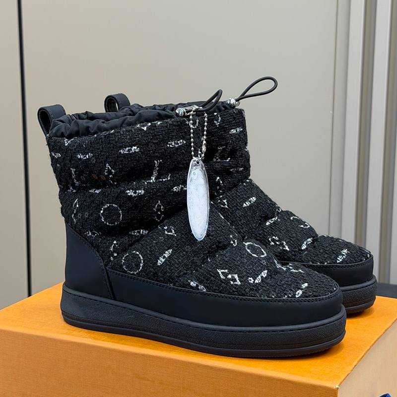 Ladies Cloud Ankle Boot Sneaker Womens Monogram Tweed Ankle Boots 1AIVA3 Designer Elastic Laces With Stopper Snow Boots Luxury Brand TPU Non Slip Ou