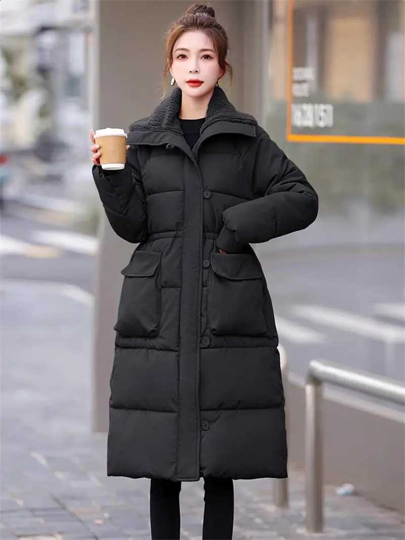 Women's New THiCK Down Cotton JaCKet Long 2024 Korean Version Loose Winter Fashion Elegant Parka Coat Outwear k2630 H260917