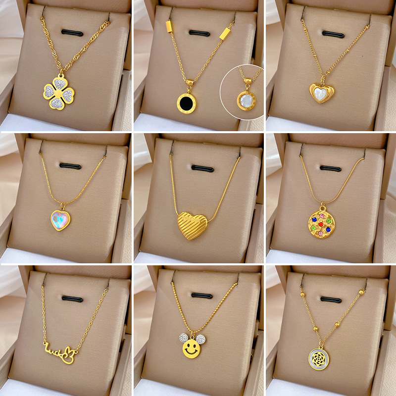 Fashion Pendant Necklaces for Women Full Body Titanium Steel Trendy Element Personality Minimalist Real Gold Necklace Ins Internet Celebrity Collarb
