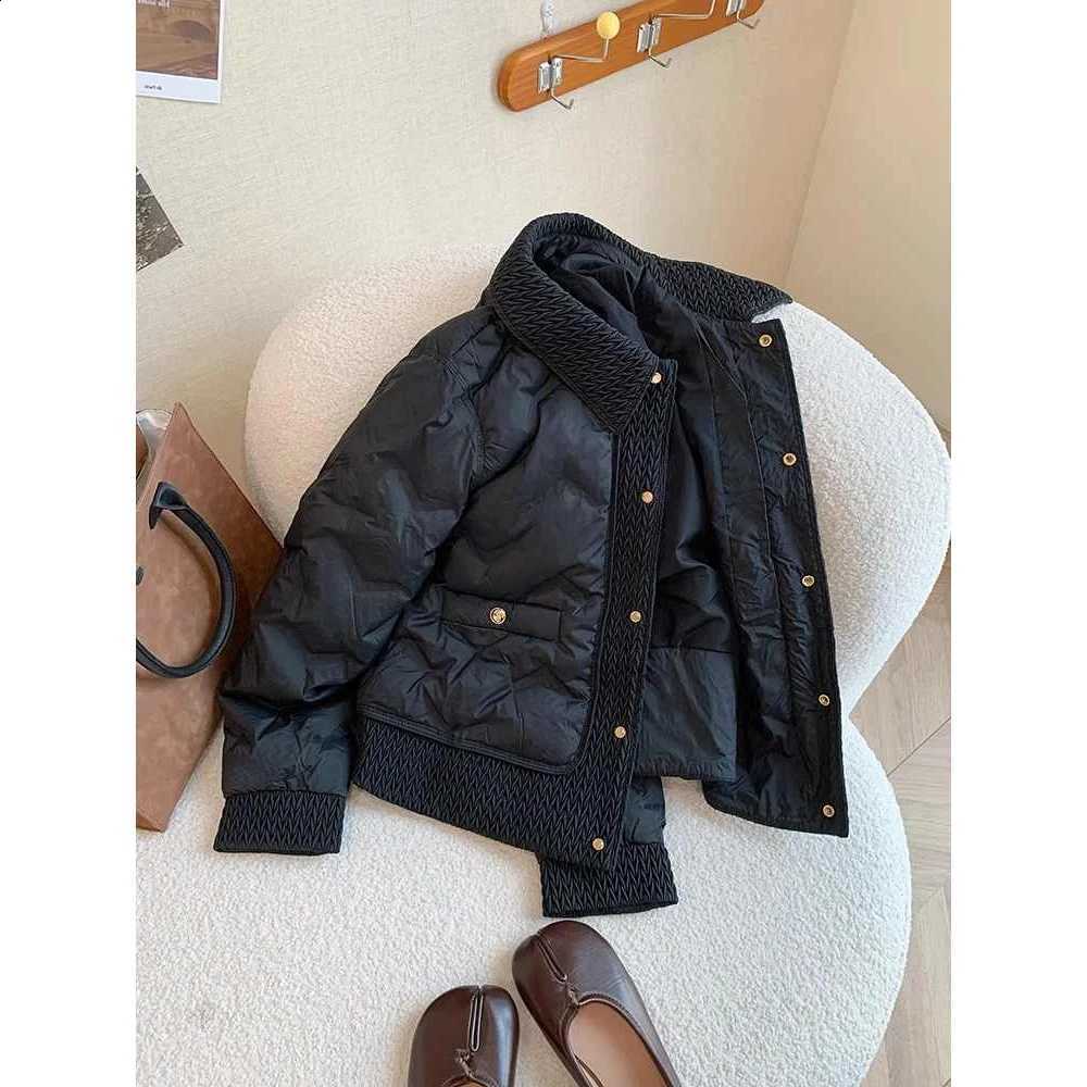 Women's Black Padded Jacket Warm Thicken Parka Jacket Harajuku Emo Neck Outerwear Jackets Vintage 2000s Winter Clothes 2025 H260917