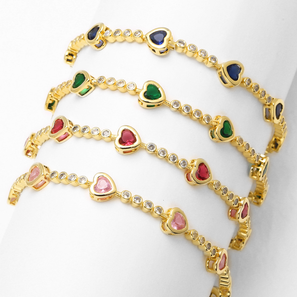 Colorful Heart-Shaped Bracelet Copper Plated 18K Gold Jewelry Brj62 Bracelet