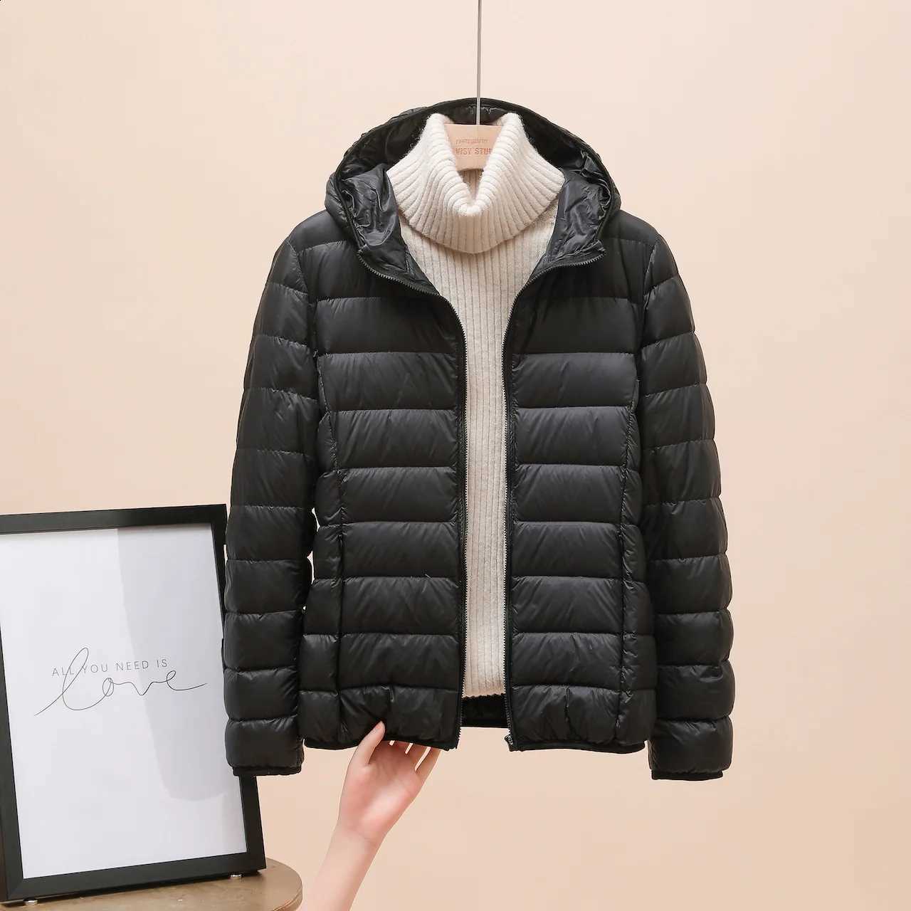 Jacket Spring Puffer Autumn Women Female Lightweight Packable Hooded Down Coats Warm Korean Slim Fit Parkas Outerwear Streetwear H2609171