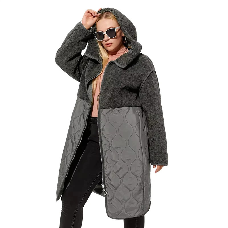 Astrid Women's autumn winter coat faux Fur tops Fashion stitching down jacket Hooded Oversize parkas Women coat AM-7542 260917