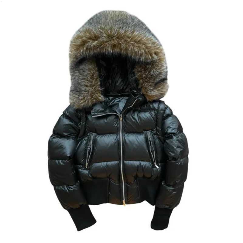 Spicy Winter JaCKet Women Winter New European American Solid Color Detachable Fur Collar Waist Cinched Slim Padded Coat H260917
