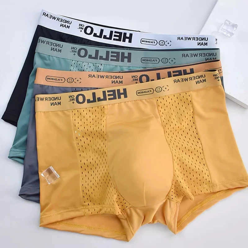 Breathable Underpants 3PCS/LOT Men's Underwear Mesh Man Underpants Male Thin Sexy Boxers Men Panties Boxer Shorts Ice silk D260918