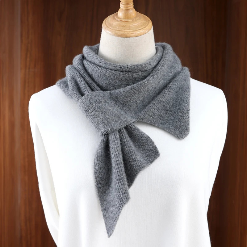100% Cashmere Women'S Irregular Cross Solid Color Knitted Scarf For Winter Warmth Wind And Cold Protection Short Neck Brace 260917
