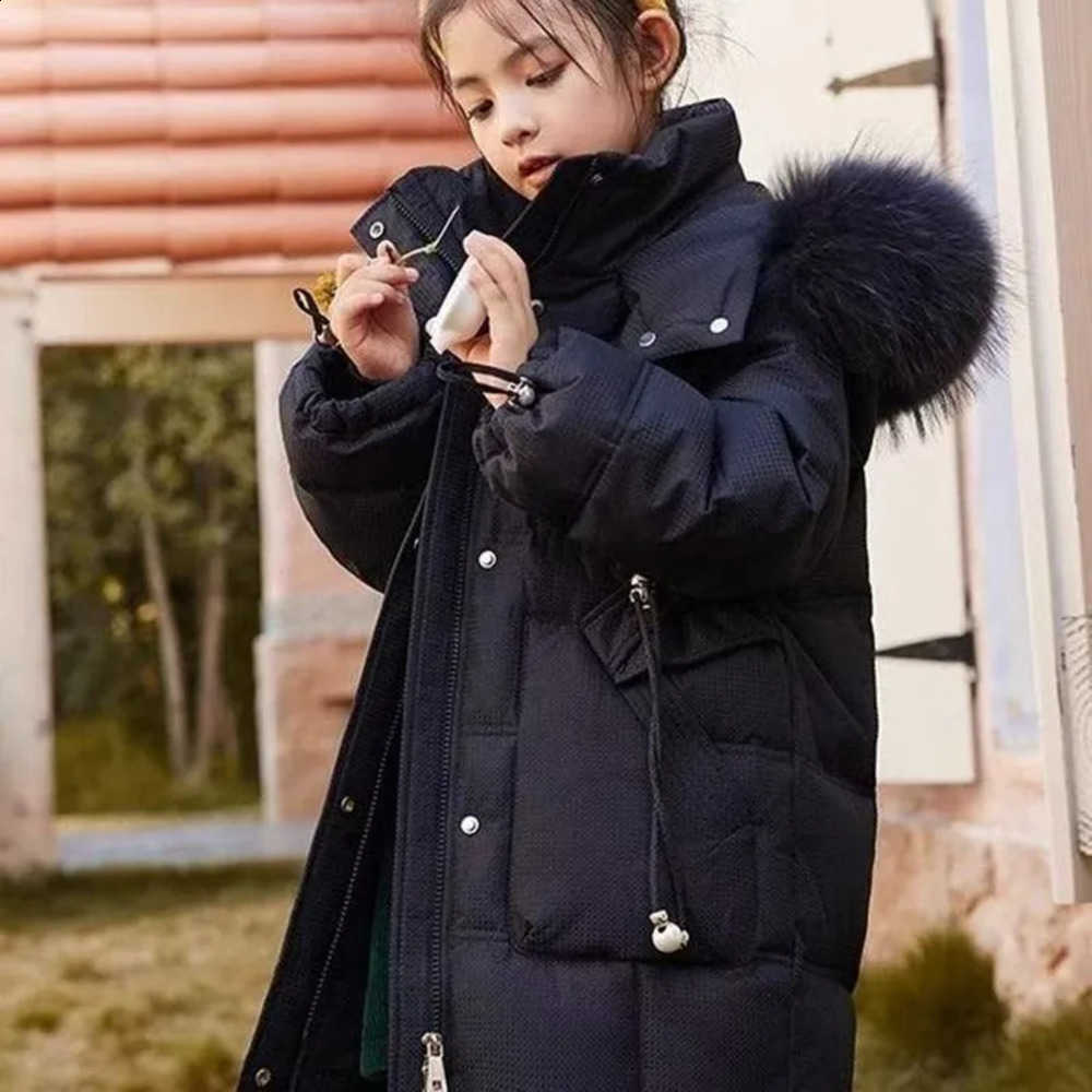 Jacket Down Kids Winter Girls' 2026 New Sle Children's Loose and Plush Thick Fur Collar Coat 110-170cmW260917