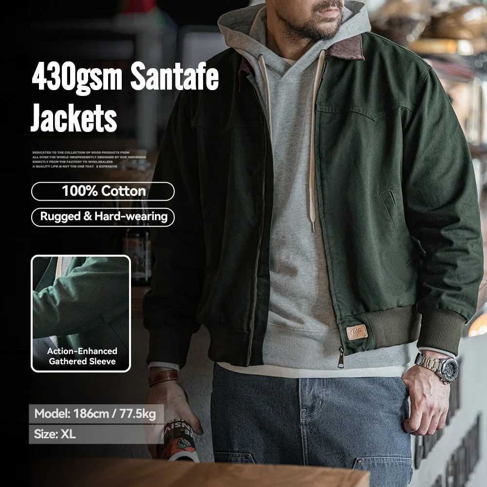 Maden Retro Heavyweight Santafe Canvas Jackets Cotton Corduroy Lapel Ribbed Hem Cuffs Short Jacket for Men's Autumn Overcoat S26091829JP