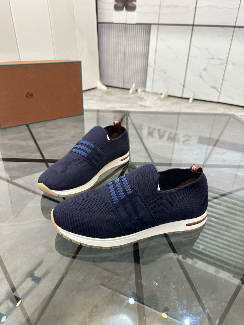 Luxury Design Men Casual Shoes Women Flexy Walk Sports Shoes Italy Classic Fiber Woven And Calfskin Splicing Elastic Trainers Breathable Lightness S