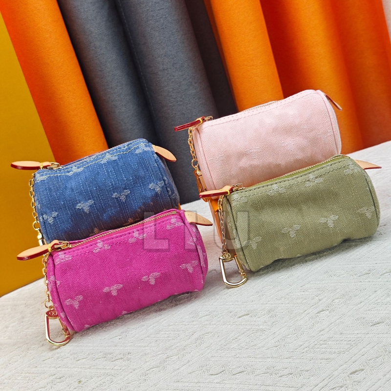 Designer Wallet Trousse Speedyes Denim MM wallet Luxury chain Key hook Women coin purse High quality zero wallet Fashion purse With box