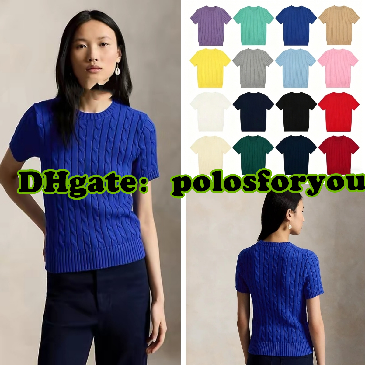 Designer Clothes Women Vintage Tshirt Women Polo Shirt Old Money Style Classic Round Neck Solid Color Embroidered Knitted Women's T Shirt Polo