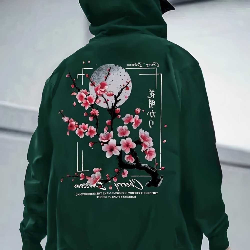 Moon Christmas Blossom hoodie Cherry Men Women Hoodie Outdoor Street Japan Harajuku Retro Casual Loose Sport Trend Adult Autumn Winter Sweatshirt C2
