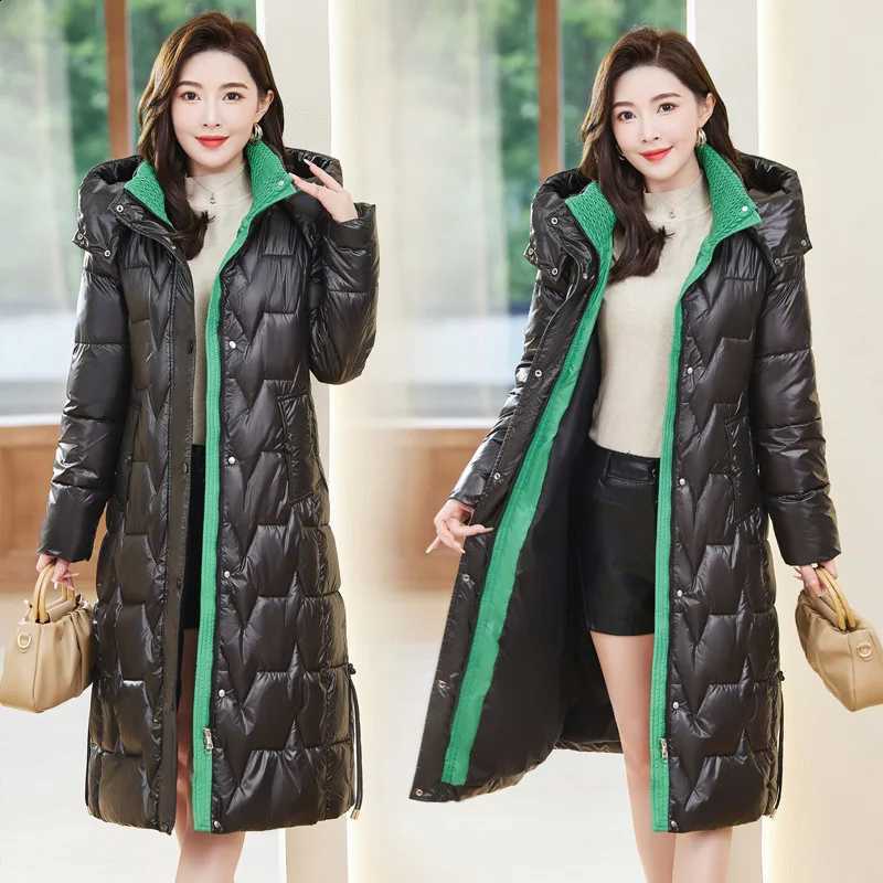 New Down Coats Long-style Cotton Dress Korean Version Puffer Jacket Korean Fashion Jackets Winter Heat Parka Feminina Outwe H260917