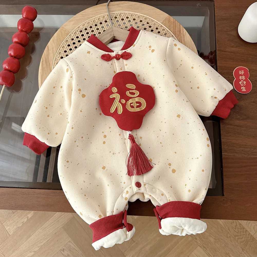 Winter Clothing Boy Baby Boutique Jumpsuits Fleece Thick Warm Christmas Baby Girl Rper Unisex Chinese New Year Infant ClothesW260917