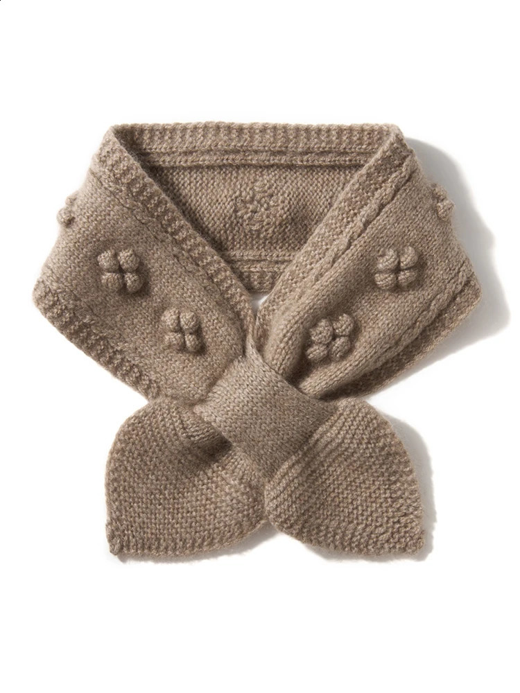 Women 100% Pure Cashmere Knitted Small Bow Tie Pull-Through Mini Scarf Neckerchief Soft Neck Warmer Female Boutique Accessories 260917