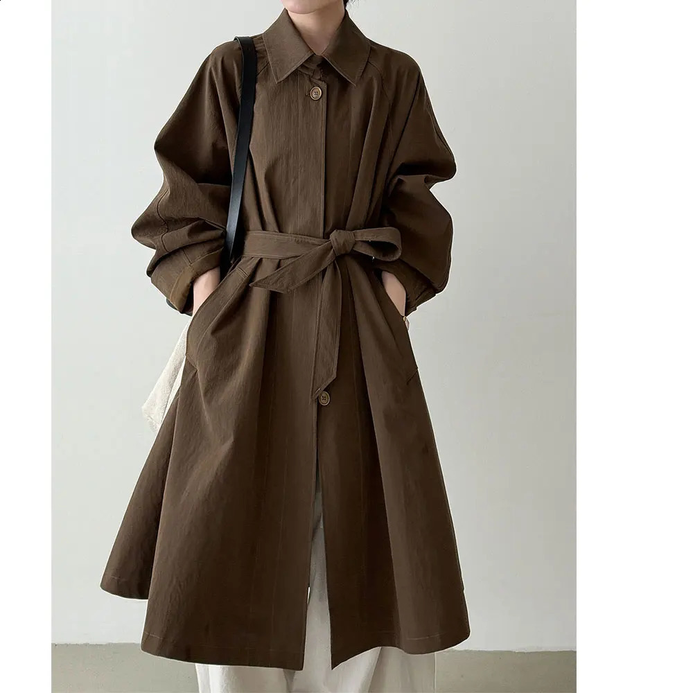 Women Autumn Fashion Long Trench Coat High Quality Turn Down Collar Cotton Blending Trench Coat Femme Casaco Abrigo Streetwear 260917