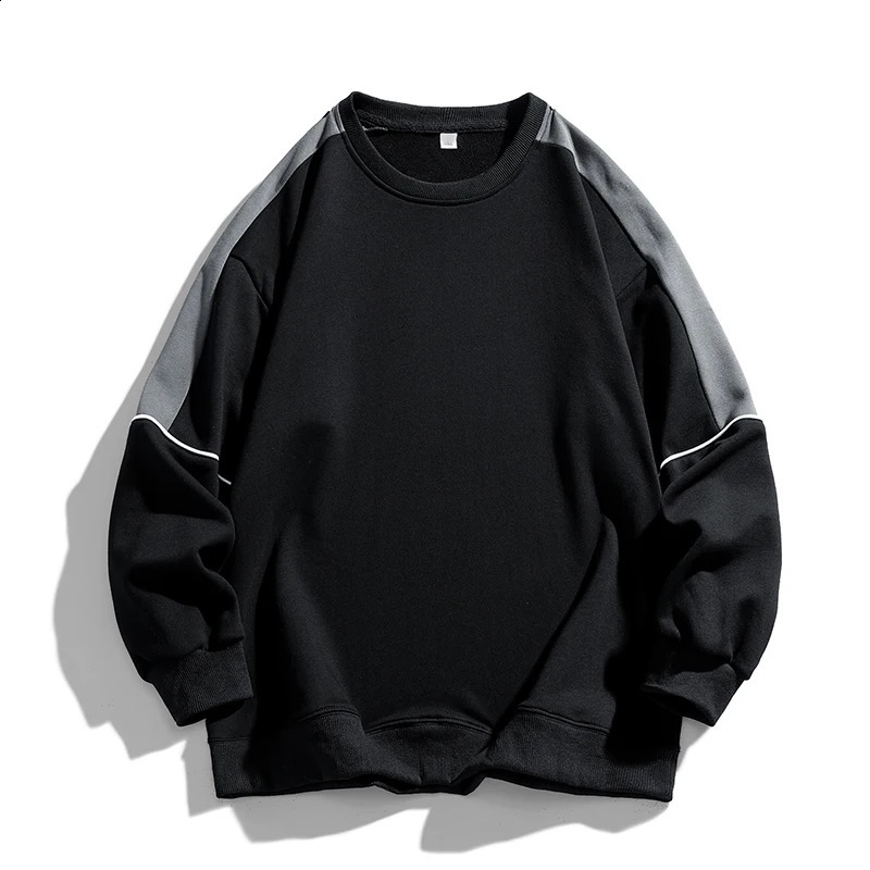 Men Autumn Casual Fashion Teenager Pullover Top Color Contrast Round Neck Hoodies Male Long Sleeved Loose Sweatshirts Tops 260918