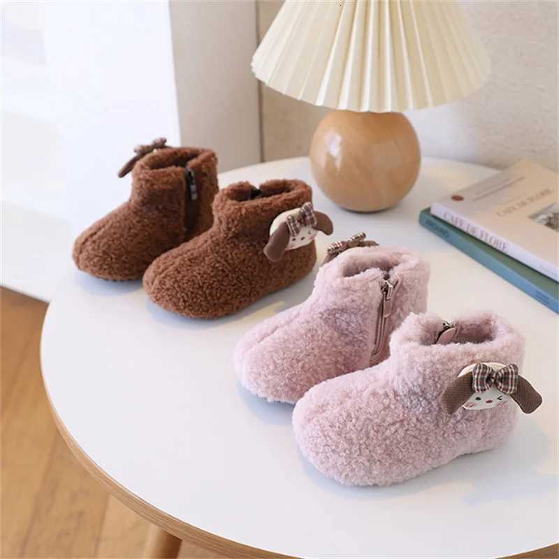 2025 New Winter Children Snow Boots For Girls Warm Fur Soft Sole Kids Barefoot Shoes Non-slip Fashion Cotton Toddler Boots X260917