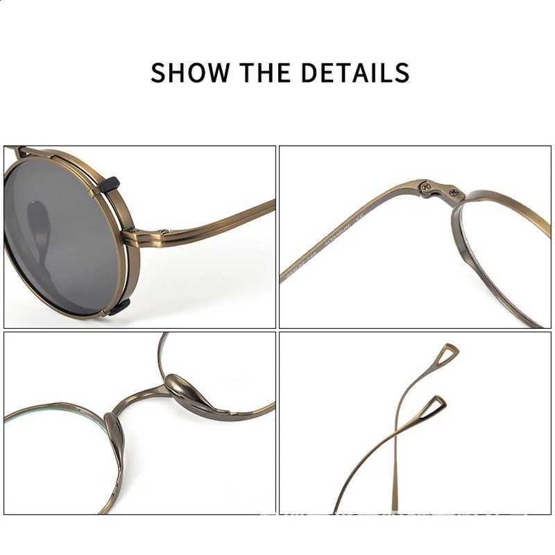 Red Pure Titanium Glasse Wind Frame Men Fashion Brand Design Luxury Glasses Frame Woman Retro Round Ultralight Frame Z543 N260814