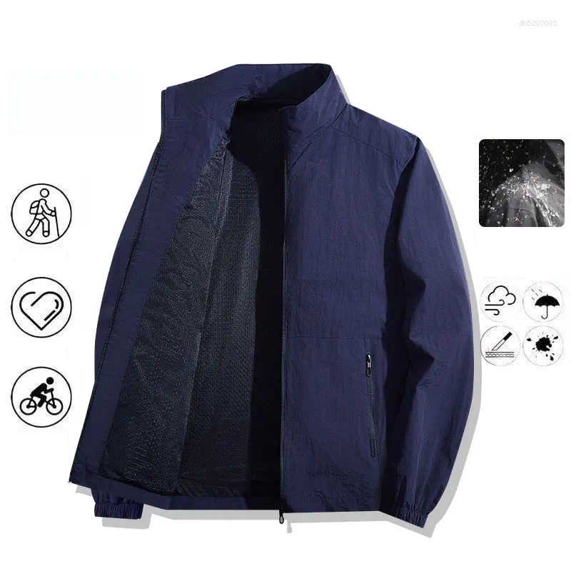 Autumn Breathable Men's Jackets Outdoor Sports Loose Korean Casual Coat Man Stand Up Collar Classic Solid Color Windbreaker