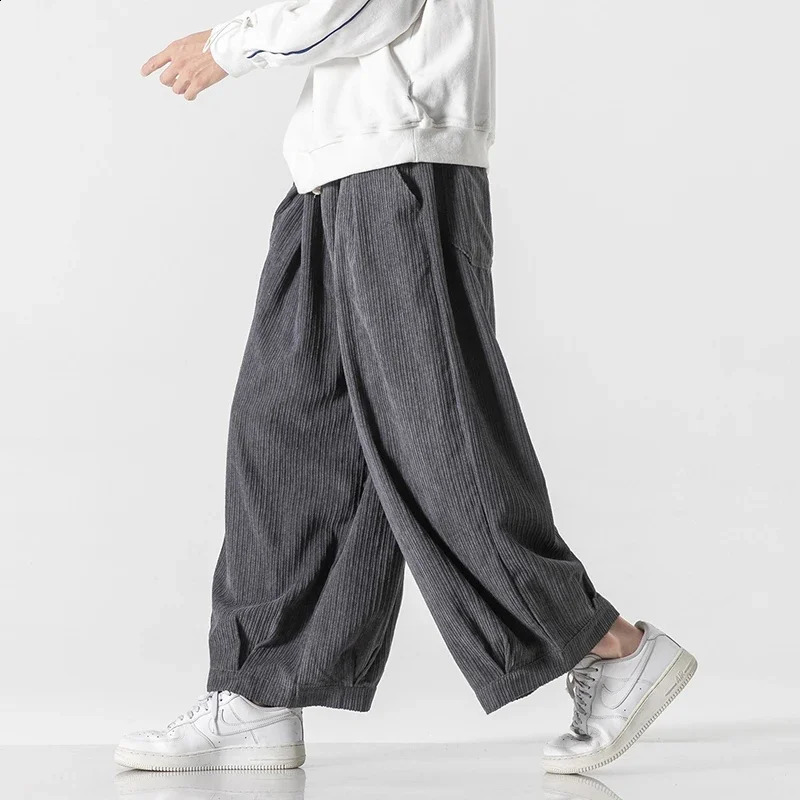 Pants Men's Autumn Winter Japanese Warm Thicken Corduroy Pants Fashion Harajuku Wide Leg Pants Men Loose Trousers Plus Size 5XL 260917